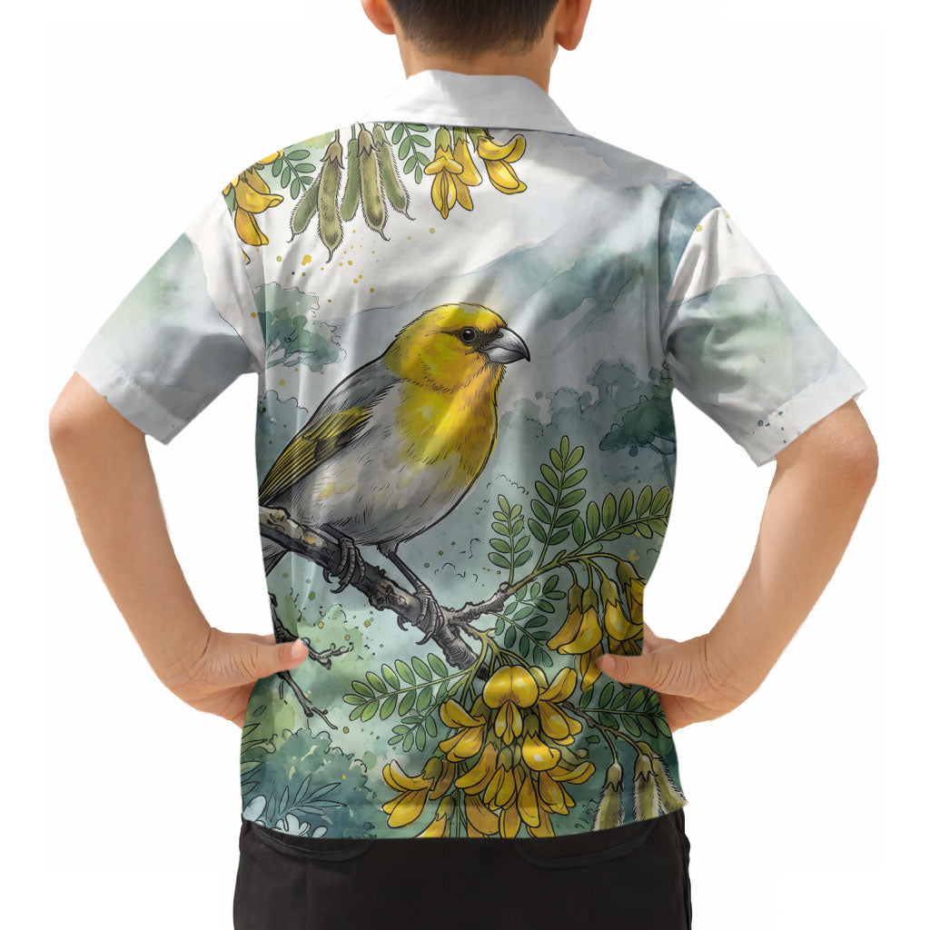 Aloha Hawaii Palila Mamane Watercolor Kid Hawaiian Shirt LT14 - Polynesian Pride
