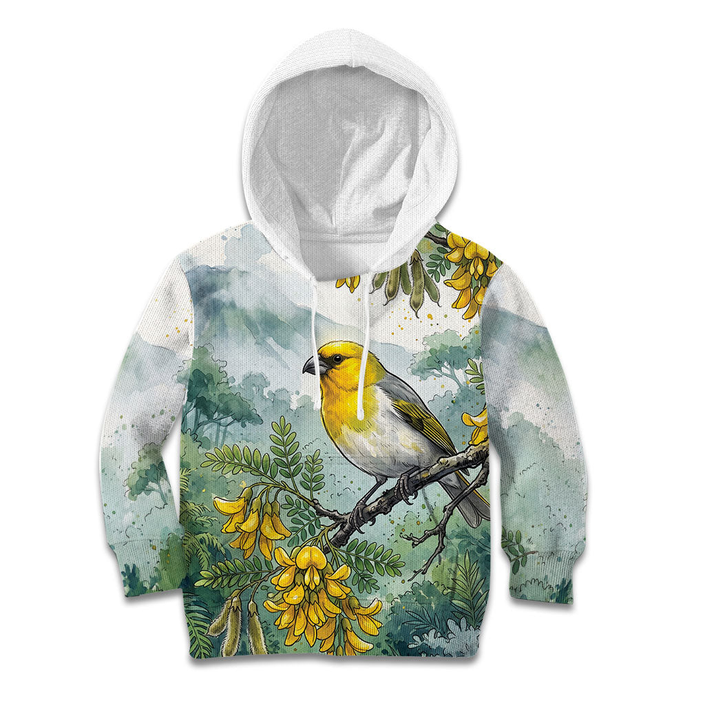 Aloha Hawaii Palila Mamane Watercolor Kid Hoodie LT14 Hoodie Watercolor - Polynesian Pride