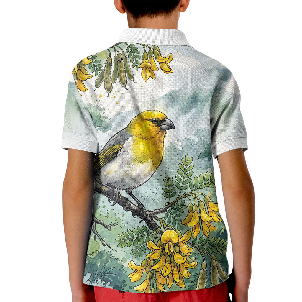 Aloha Hawaii Palila Mamane Watercolor Kid Polo Shirt LT14 - Polynesian Pride