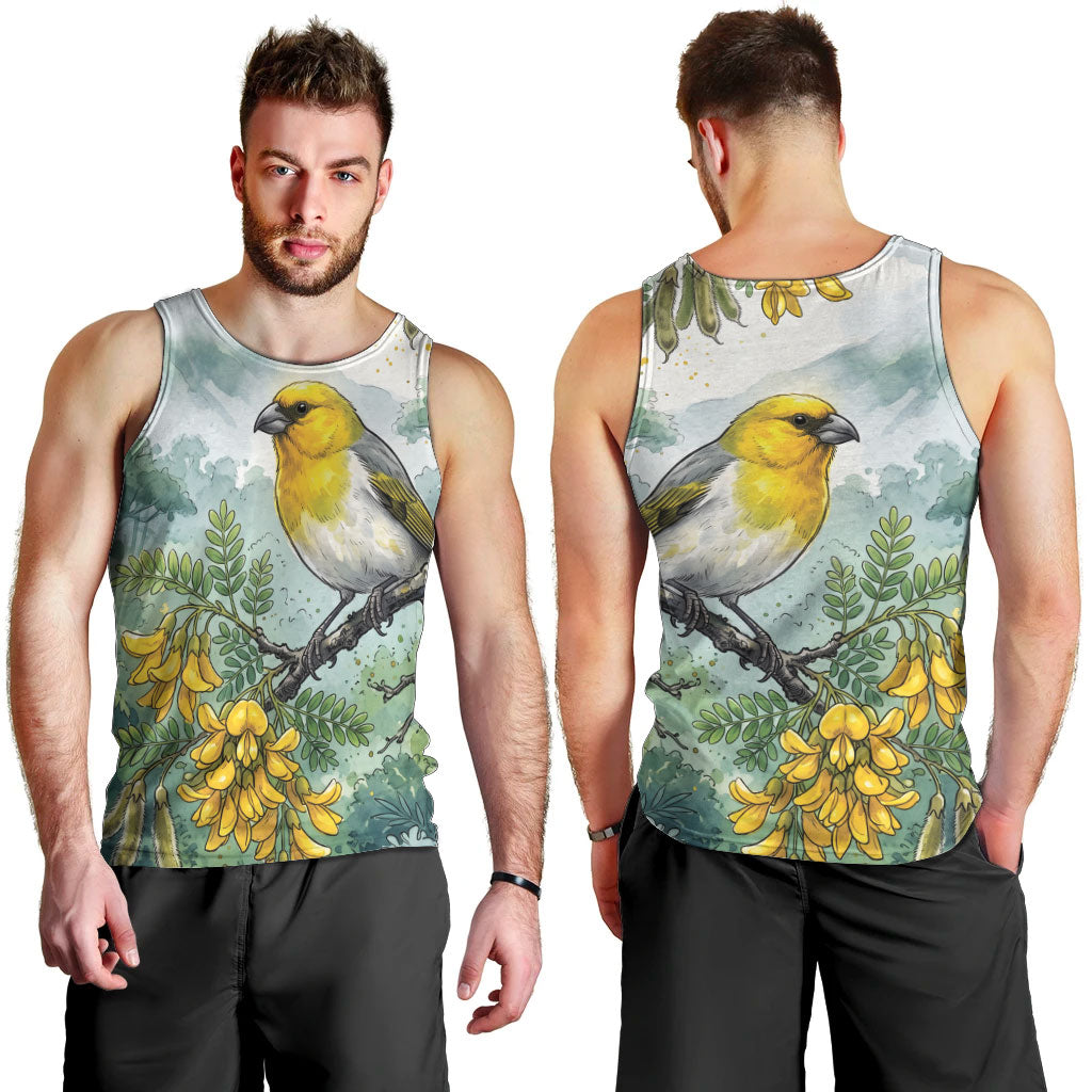 Aloha Hawaii Palila Mamane Watercolor Men Tank Top LT14 - Polynesian Pride