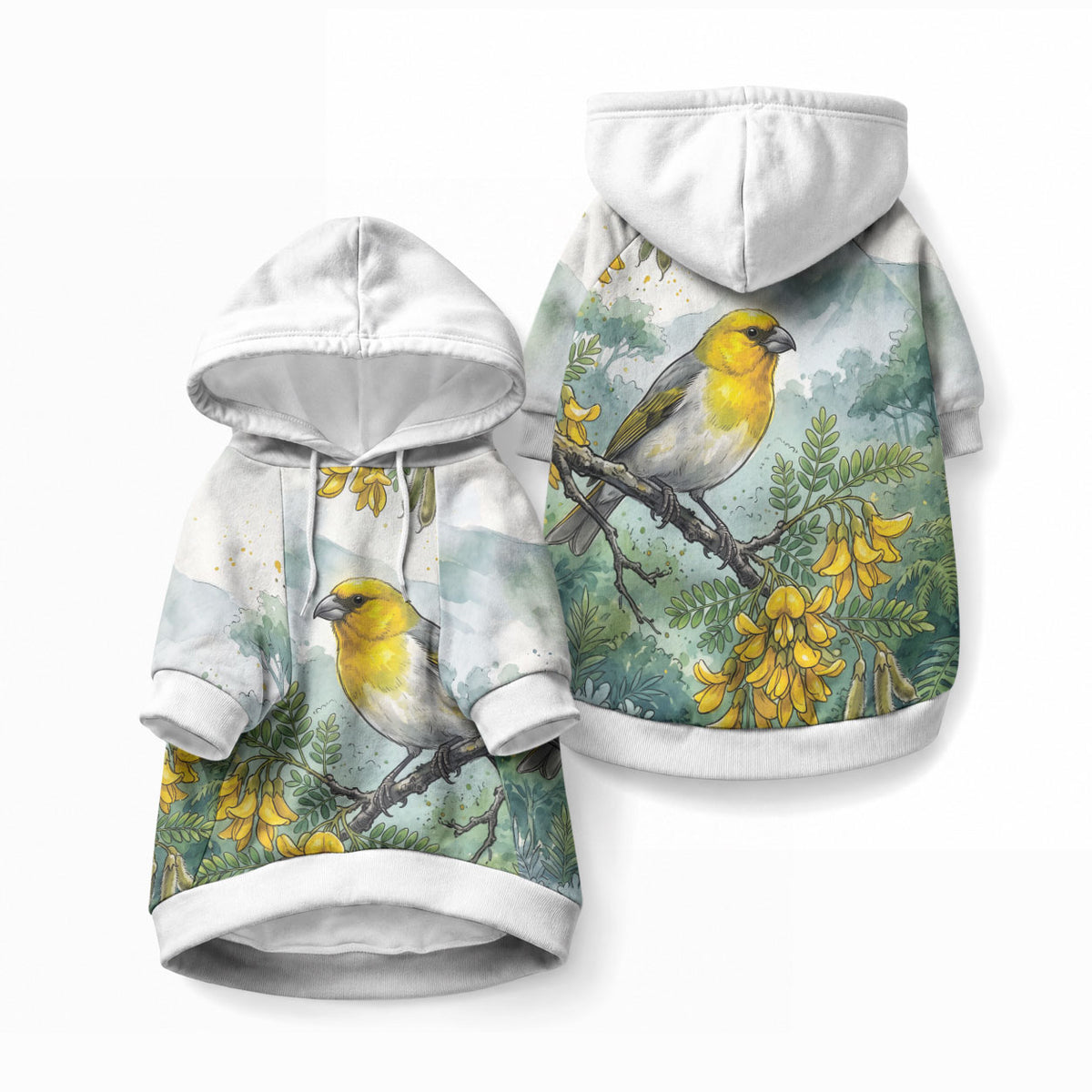 Aloha Hawaii Palila Mamane Watercolor Pet Hoodie LT14 Pullover Watercolor - Polynesian Pride