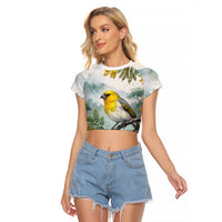 Aloha Hawaii Palila Mamane Watercolor Raglan Cropped T Shirt LT14 Female Watercolor - Polynesian Pride