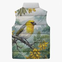 Aloha Hawaii Palila Mamane Watercolor Sleeveless Puffer Jacket