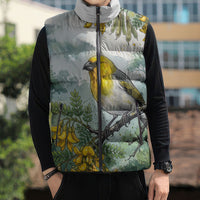 Aloha Hawaii Palila Mamane Watercolor Sleeveless Puffer Jacket