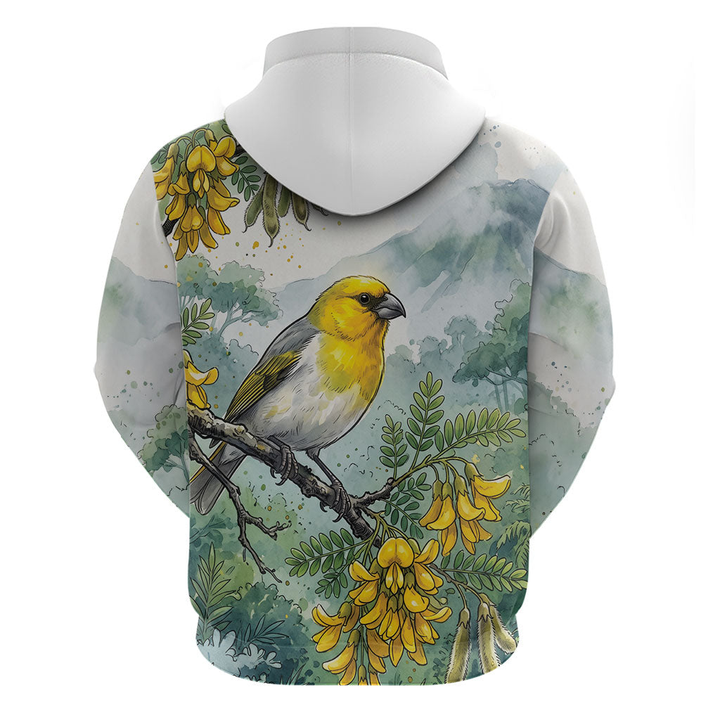 Aloha Hawaii Palila Mamane Watercolor Zip Hoodie LT14 - Polynesian Pride