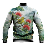Aloha Hawaii Amakihi Ohia Lehua Watercolor Baseball Jacket LT14 - Polynesian Pride