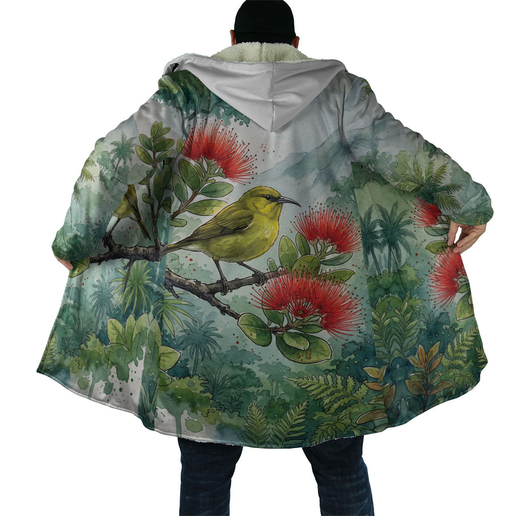 Aloha Hawaii Amakihi Ohia Lehua Watercolor Cloak LT14 - Polynesian Pride
