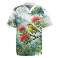 Aloha Hawaii Amakihi Ohia Lehua Watercolor Rugby Jersey LT14 Watercolor - Polynesian Pride