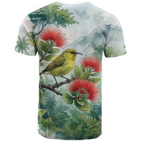 Aloha Hawaii Amakihi Ohia Lehua Watercolor T Shirt LT14 - Polynesian Pride