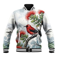 Aloha Hawaii Apapane Ohia Lehua Watercolor Baseball Jacket