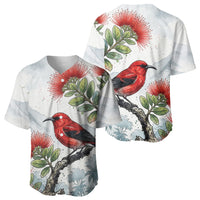 Aloha Hawaii Apapane Ohia Lehua Watercolor Baseball Jersey LT14 - Polynesian Pride