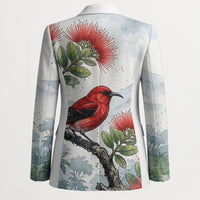 Aloha Hawaii Apapane Ohia Lehua Watercolor Blazer
