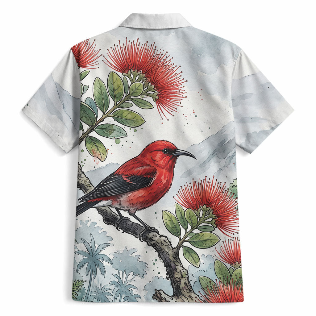 Aloha Hawaii Apapane Ohia Lehua Watercolor Hawaiian Shirt LT14 - Polynesian Pride