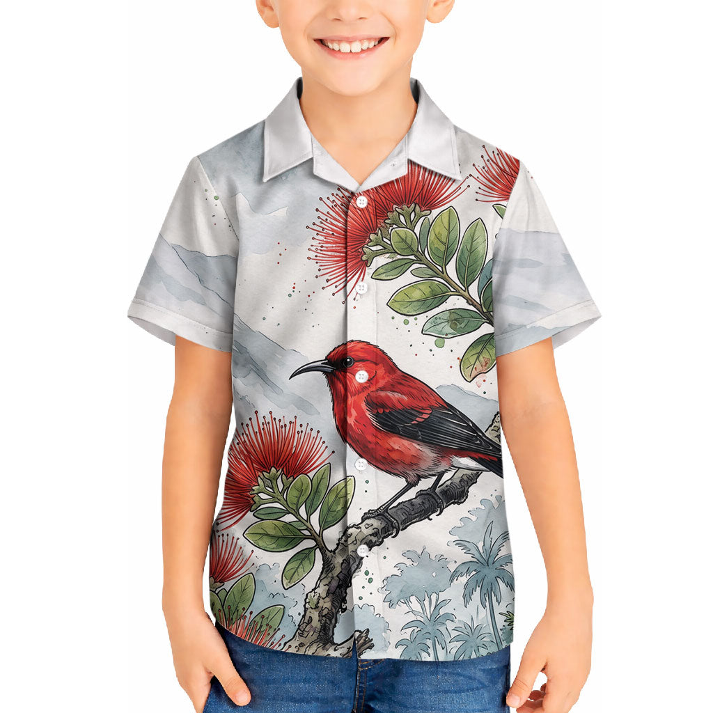 Aloha Hawaii Apapane Ohia Lehua Watercolor Hawaiian Shirt LT14 - Polynesian Pride