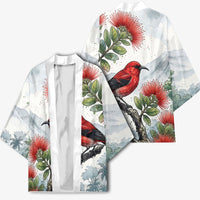 Aloha Hawaii Apapane Ohia Lehua Watercolor Kimono LT14 - Polynesian Pride