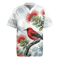 Aloha Hawaii Apapane Ohia Lehua Watercolor Rugby Jersey