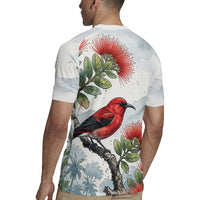 Aloha Hawaii Apapane Ohia Lehua Watercolor Rugby Jersey