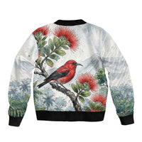 Aloha Hawaii Apapane Ohia Lehua Watercolor Sleeve Zip Bomber Jacket LT14 - Polynesian Pride