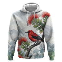 Aloha Hawaii Apapane Ohia Lehua Watercolor Zip Hoodie LT14 Pullover Hoodie Watercolor - Polynesian Pride