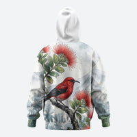 Aloha Hawaii Apapane Ohia Lehua Watercolor Zip Hoodie LT14 - Polynesian Pride