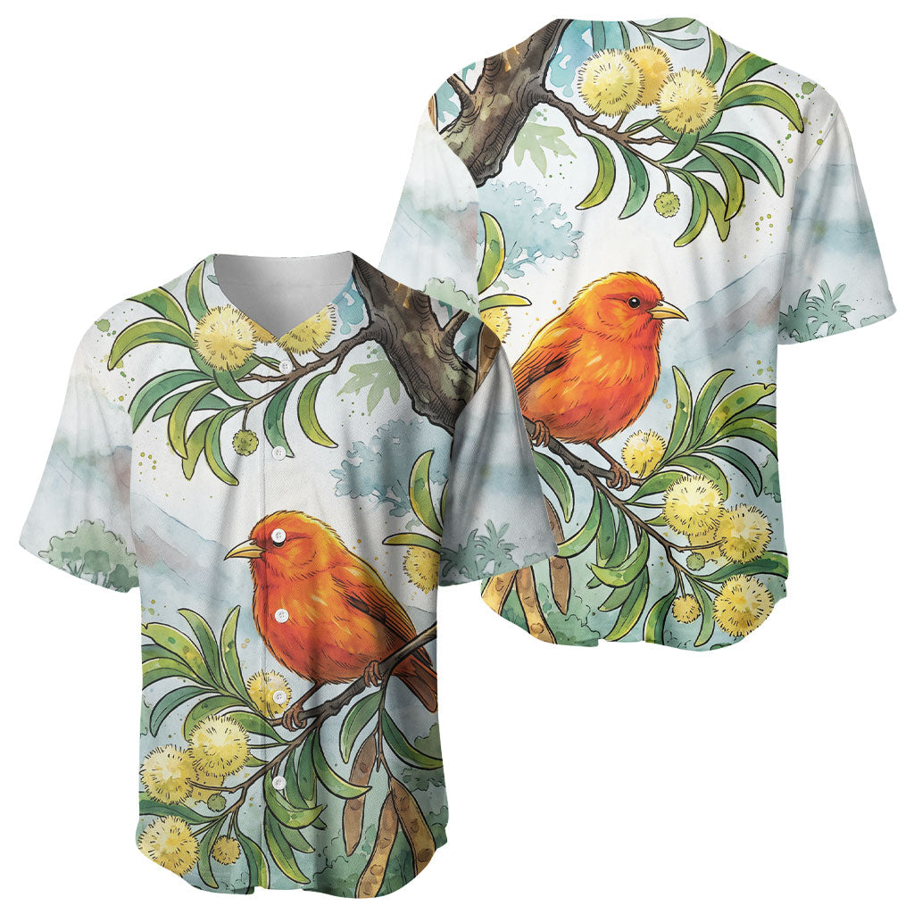 Aloha Hawaii Akepa Koa Tree Watercolor Baseball Jersey LT14 - Polynesian Pride