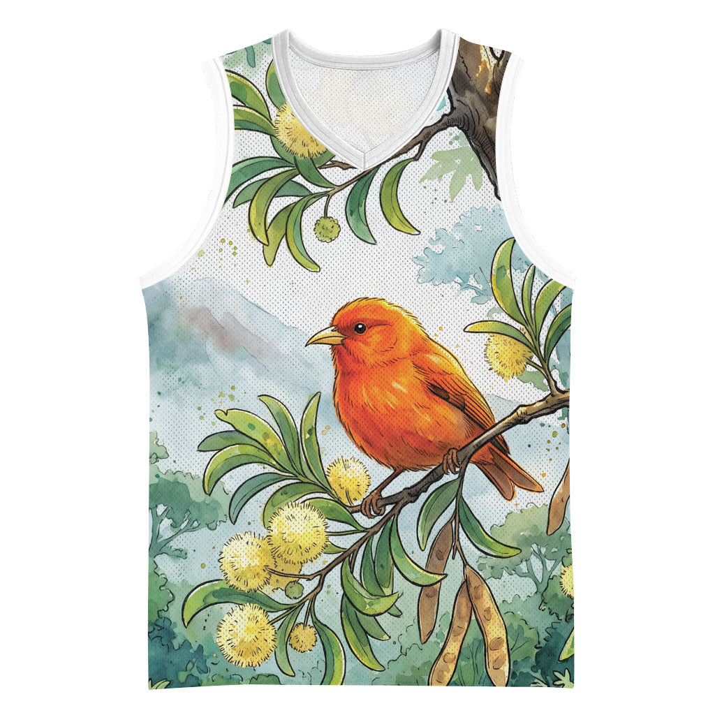 Aloha Hawaii Akepa Koa Tree Watercolor Basketball Jersey LT14 Unisex Watercolor - Polynesian Pride