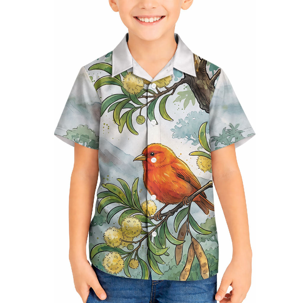 Aloha Hawaii Akepa Koa Tree Watercolor Hawaiian Shirt LT14 - Polynesian Pride