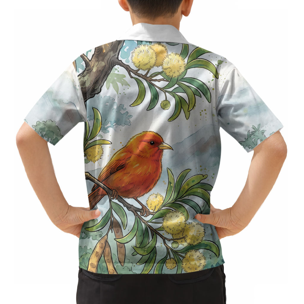 Aloha Hawaii Akepa Koa Tree Watercolor Kid Hawaiian Shirt LT14 - Polynesian Pride