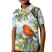 Aloha Hawaii Akepa Koa Tree Watercolor Kid Polo Shirt