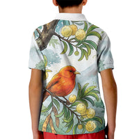 Aloha Hawaii Akepa Koa Tree Watercolor Kid Polo Shirt