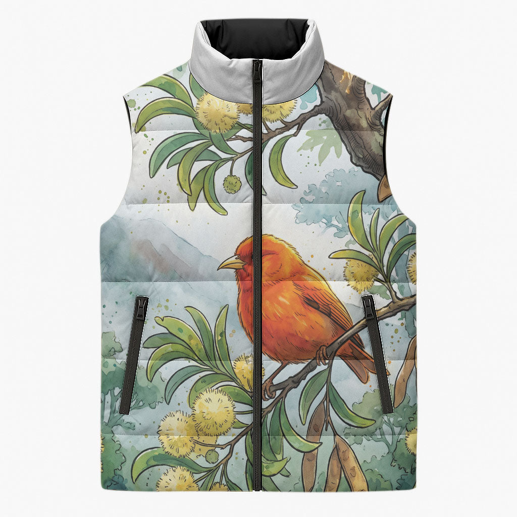 Aloha Hawaii Akepa Koa Tree Watercolor Sleeveless Puffer Jacket LT14 Unisex Watercolor - Polynesian Pride