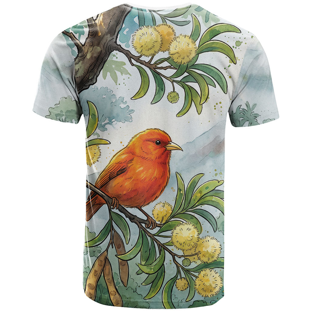 Aloha Hawaii Akepa Koa Tree Watercolor T Shirt LT14 - Polynesian Pride