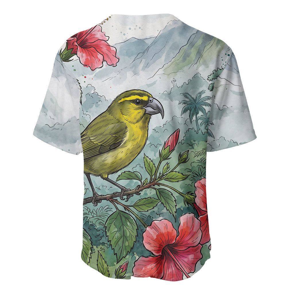 Aloha Hawaii Maui Parrotbill Hibiscus Watercolor Baseball Jersey LT14 - Polynesian Pride
