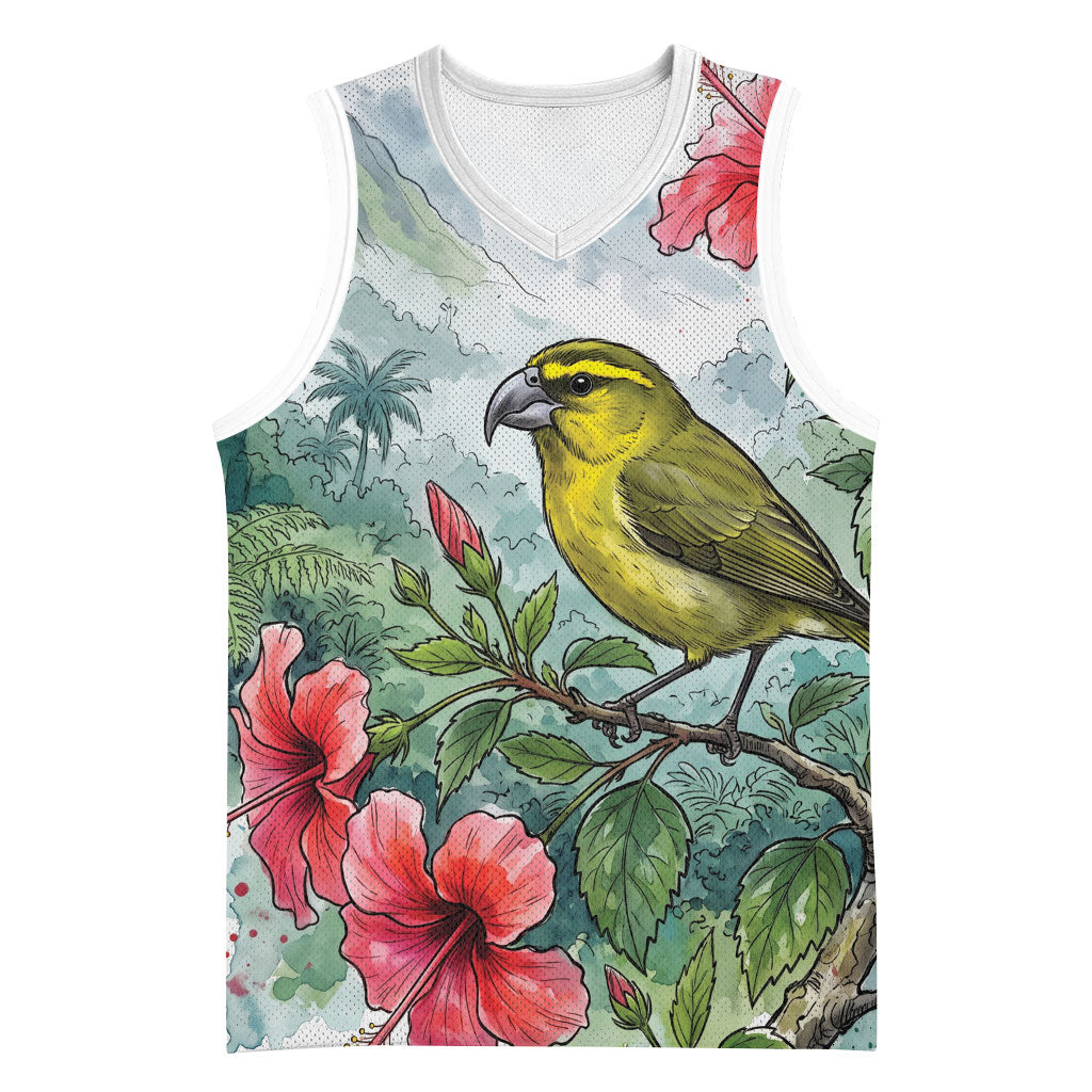 Aloha Hawaii Maui Parrotbill Hibiscus Watercolor Basketball Jersey LT14 Unisex Watercolor - Polynesian Pride