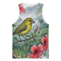 Aloha Hawaii Maui Parrotbill Hibiscus Watercolor Basketball Jersey LT14 - Polynesian Pride
