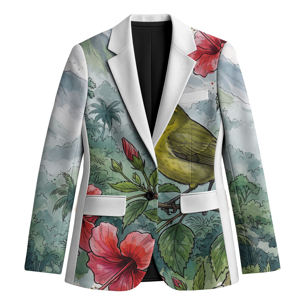 Aloha Hawaii Maui Parrotbill Hibiscus Watercolor Blazer LT14 Unisex Watercolor - Polynesian Pride
