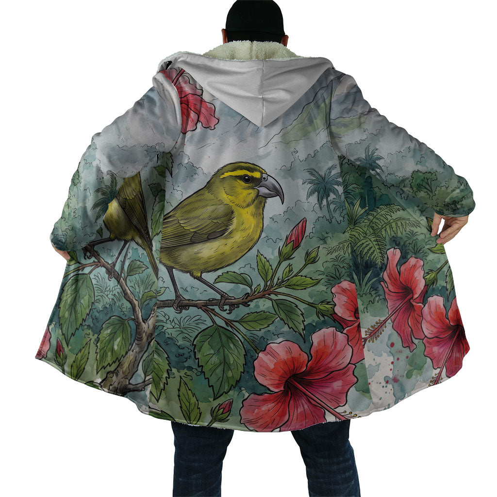 Aloha Hawaii Maui Parrotbill Hibiscus Watercolor Cloak LT14 - Polynesian Pride