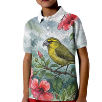 Aloha Hawaii Maui Parrotbill Hibiscus Watercolor Kid Polo Shirt LT14 Kid Watercolor - Polynesian Pride