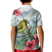 Aloha Hawaii Maui Parrotbill Hibiscus Watercolor Kid Polo Shirt LT14 - Polynesian Pride