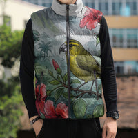 Aloha Hawaii Maui Parrotbill Hibiscus Watercolor Sleeveless Puffer Jacket LT14 - Polynesian Pride