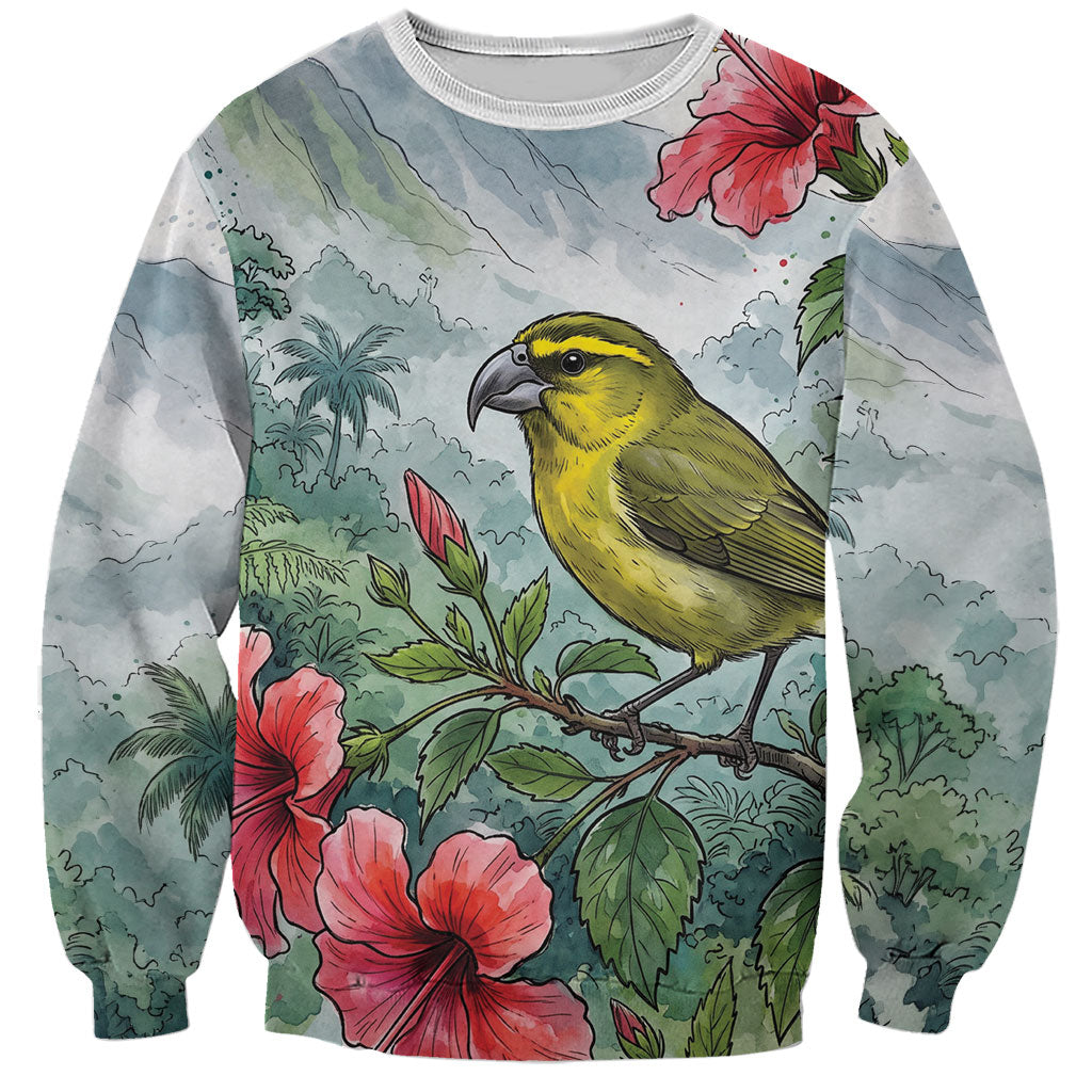 Aloha Hawaii Maui Parrotbill Hibiscus Watercolor Sweatshirt