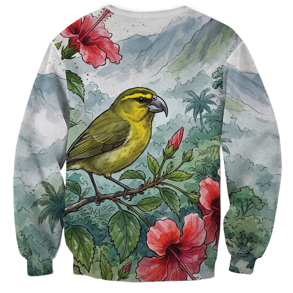 Aloha Hawaii Maui Parrotbill Hibiscus Watercolor Sweatshirt
