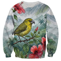 Aloha Hawaii Maui Parrotbill Hibiscus Watercolor Sweatshirt