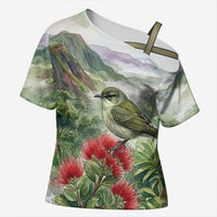 Aloha Hawaii Creeper Ohia Lehua Watercolor Cross Shoulder Shirt LT14 Female Watercolor - Polynesian Pride
