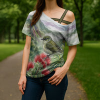 Aloha Hawaii Creeper Ohia Lehua Watercolor Cross Shoulder Shirt LT14 - Polynesian Pride
