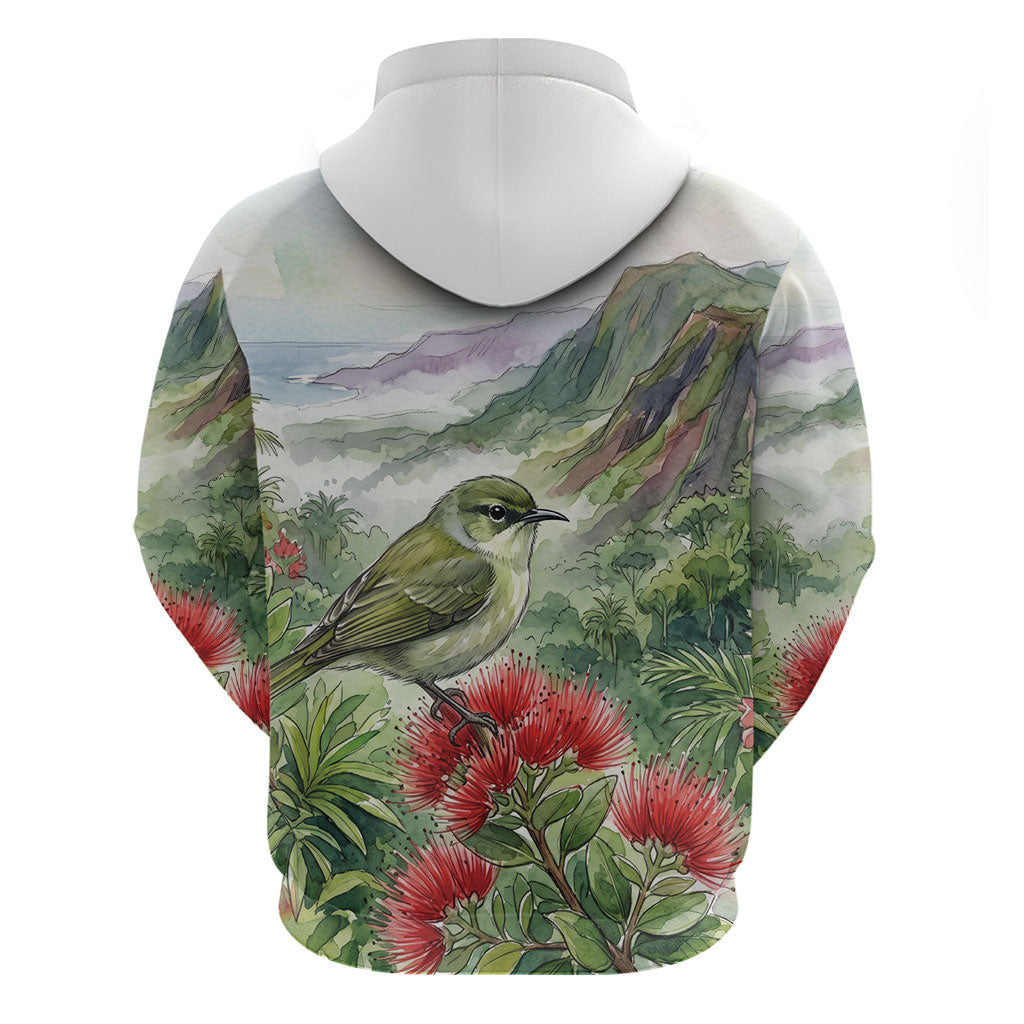 Aloha Hawaii Creeper Ohia Lehua Watercolor Hoodie LT14 - Polynesian Pride