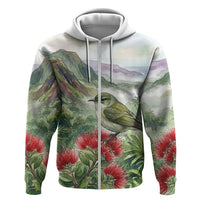 Aloha Hawaii Creeper Ohia Lehua Watercolor Hoodie LT14 Zip Hoodie Watercolor - Polynesian Pride