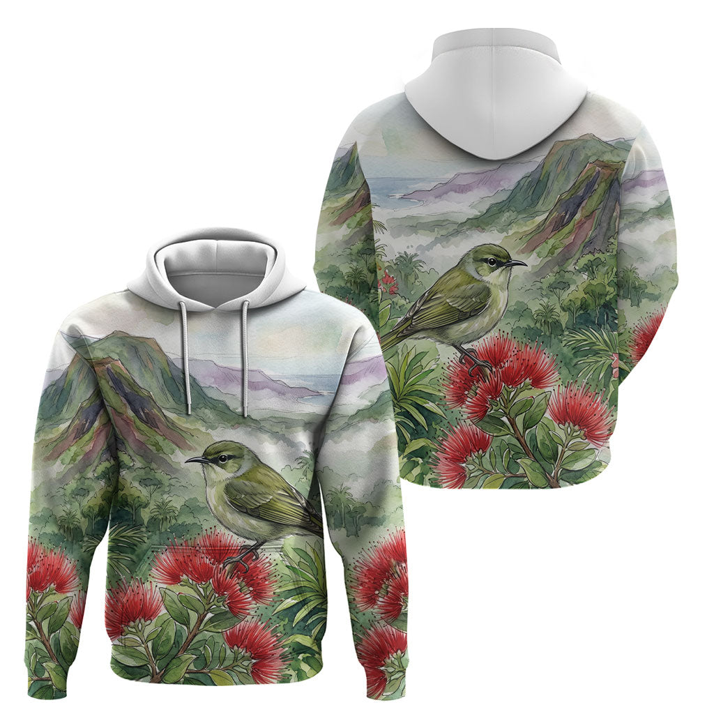 Aloha Hawaii Creeper Ohia Lehua Watercolor Hoodie LT14 - Polynesian Pride