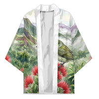 Aloha Hawaii Creeper Ohia Lehua Watercolor Kimono