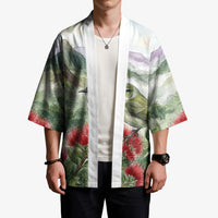 Aloha Hawaii Creeper Ohia Lehua Watercolor Kimono